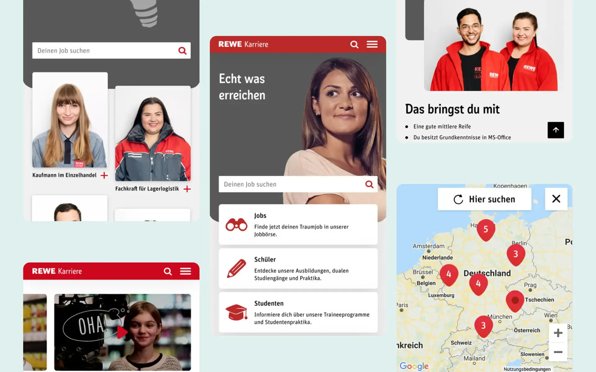 Digitale Touchpoints der REWE Karriere Website